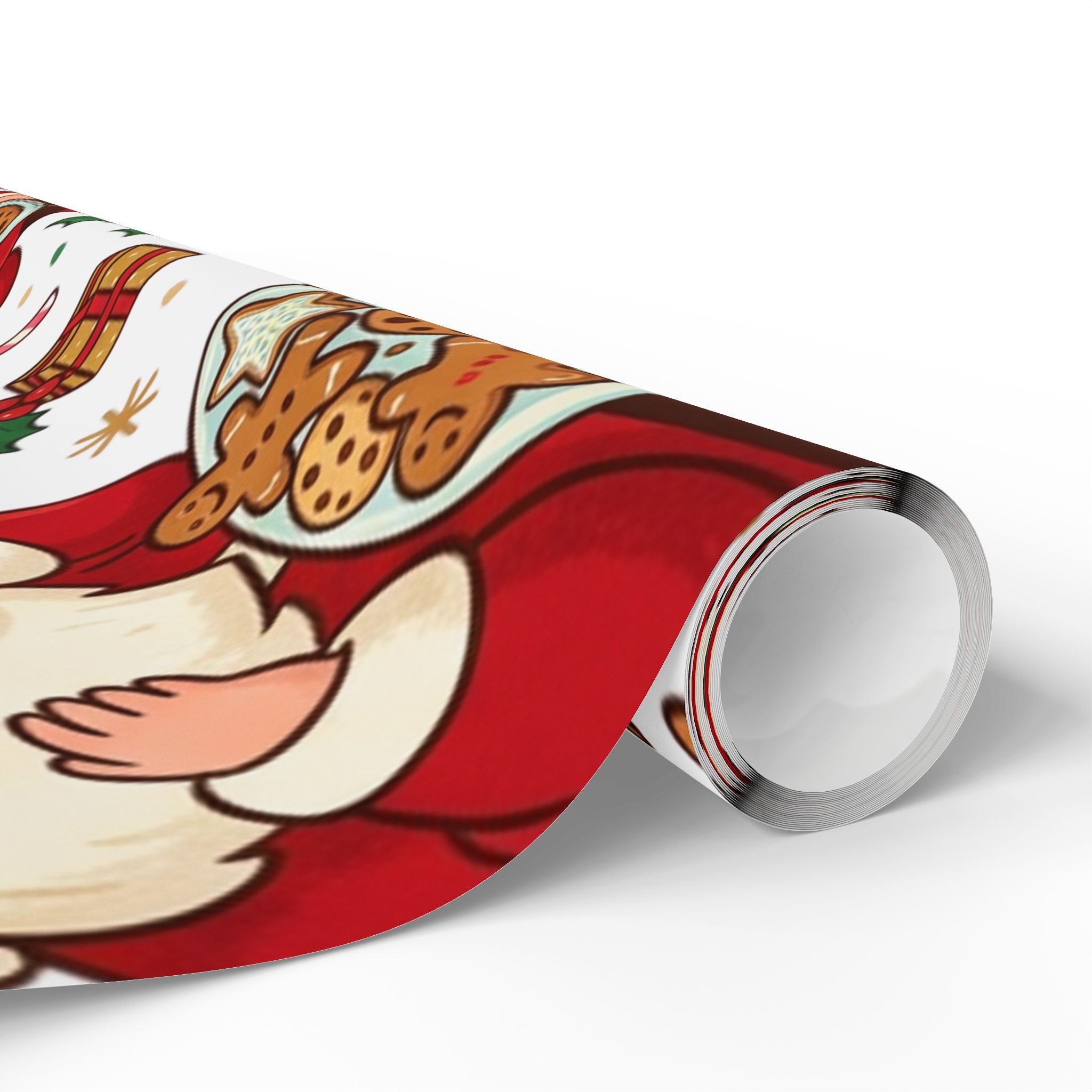 Christmas Santa Cookie Wrapping Paper Roll — Festive Holiday Gift Wrap