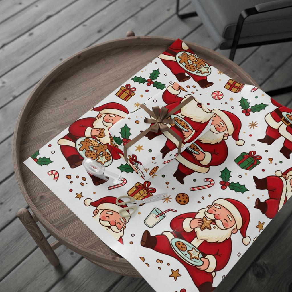 Christmas Santa Cookie Wrapping Paper Roll — Festive Holiday Gift Wrap