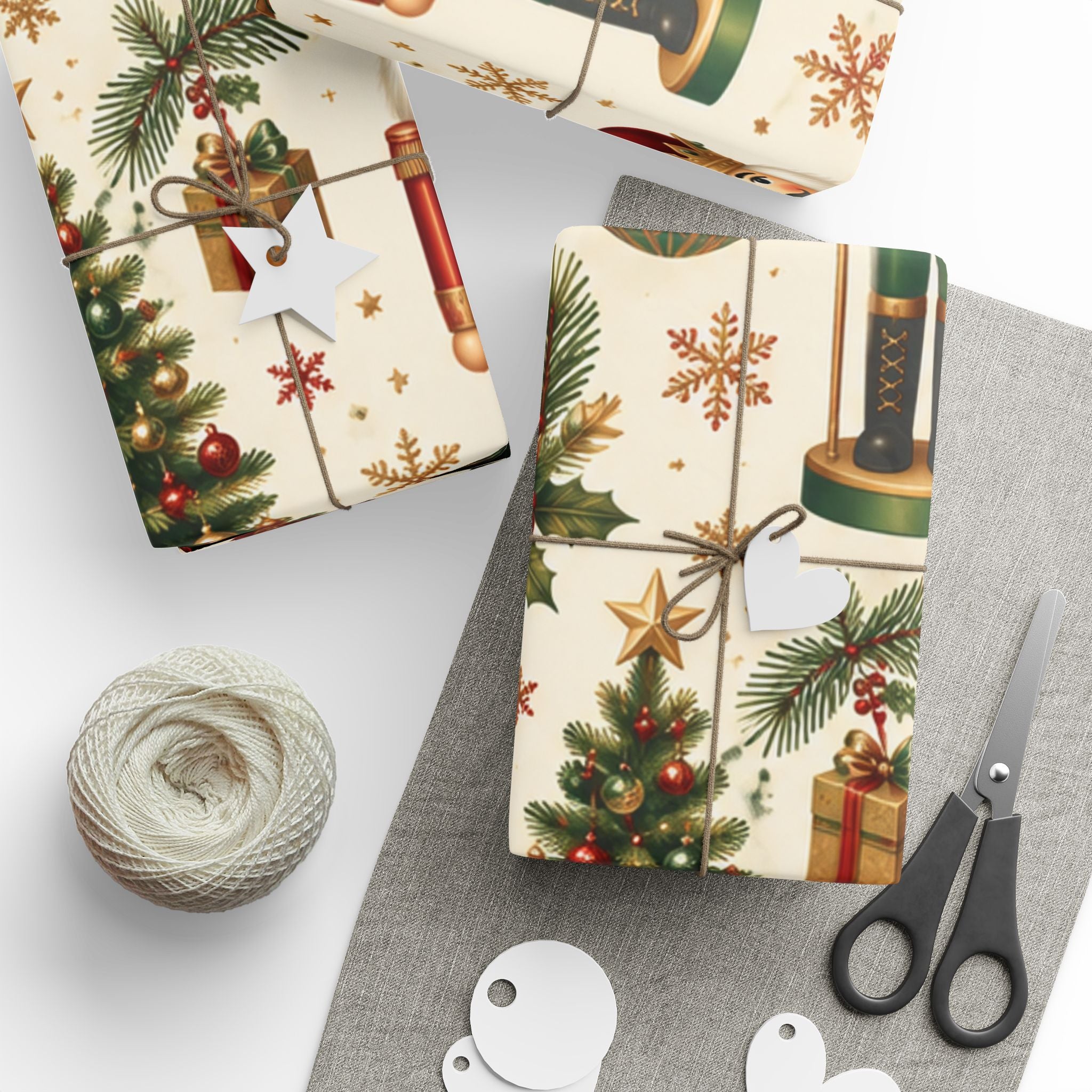 Christmas Tree & Ornament Wrapping Paper Roll — Festive Holiday Gift Wrap