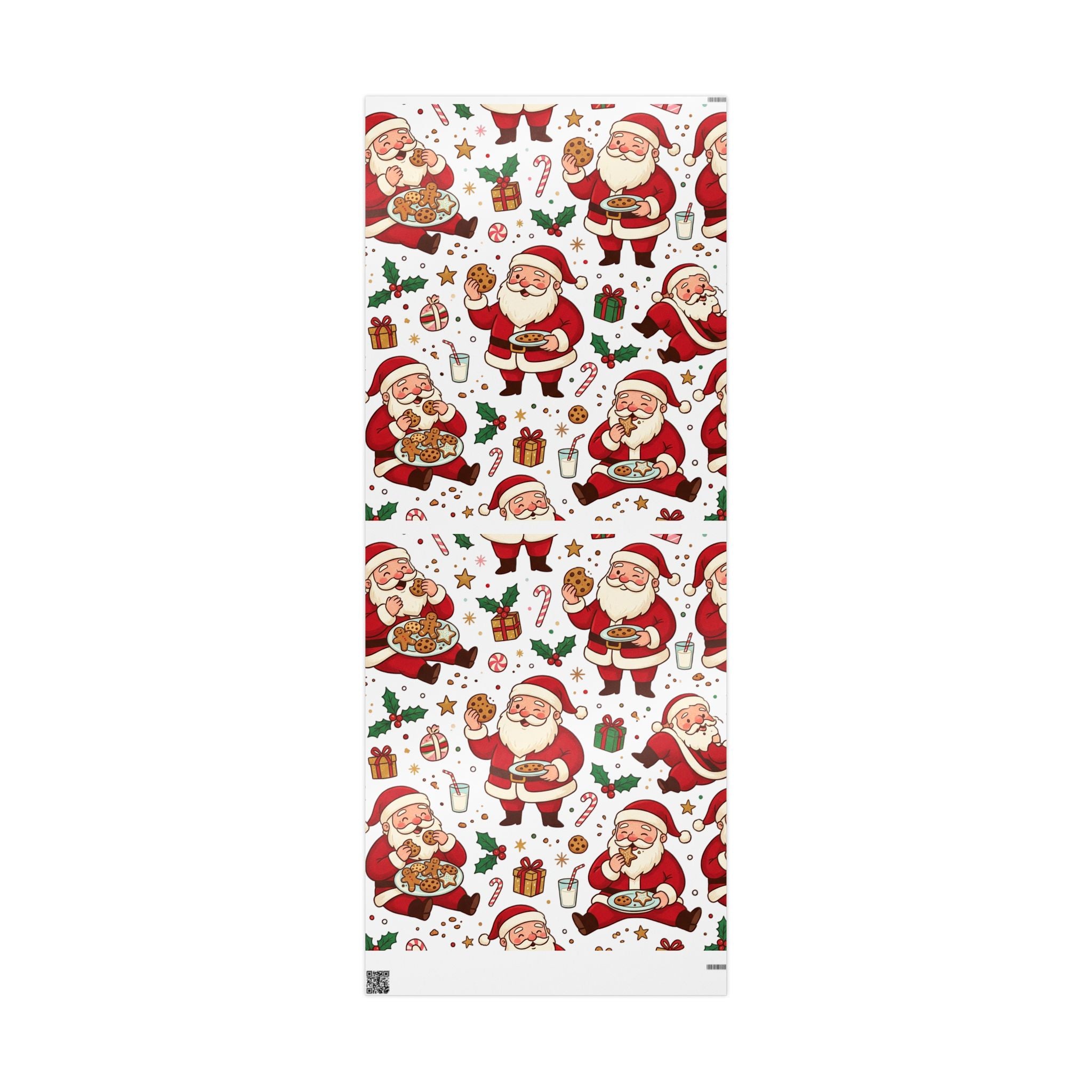Christmas Santa Cookie Wrapping Paper Roll — Festive Holiday Gift Wrap