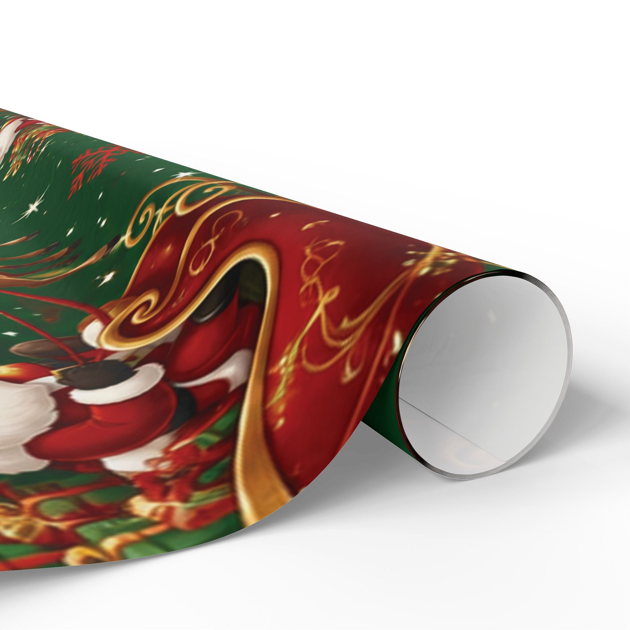 Christmas Santa Sleigh Wrapping Paper - Festive Green Holiday Gift Wrap