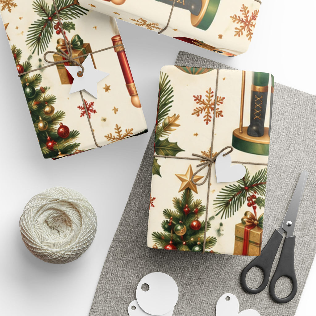 Christmas Tree & Ornament Wrapping Paper Roll — Festive Holiday Gift Wrap