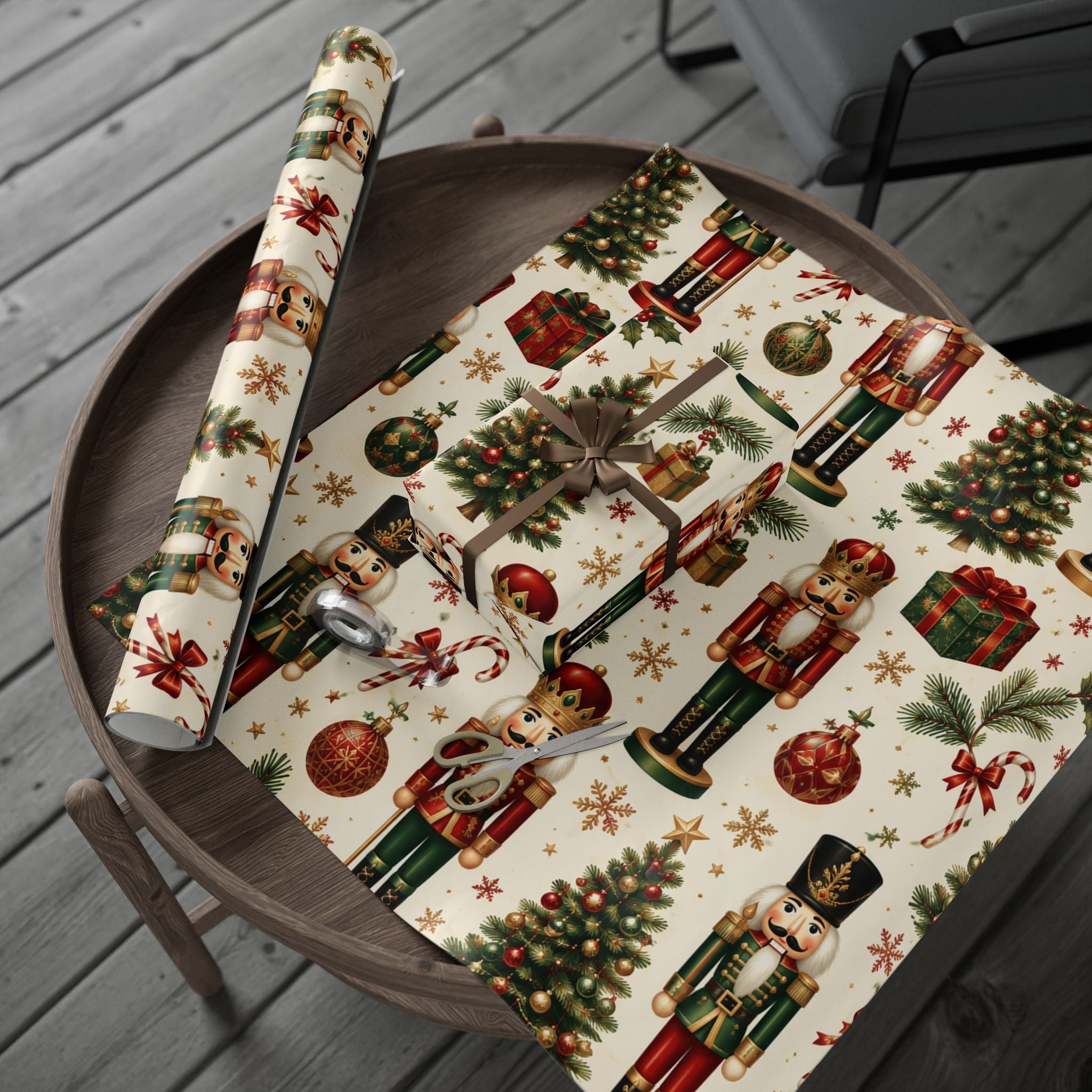 Christmas Tree & Ornament Wrapping Paper Roll — Festive Holiday Gift Wrap