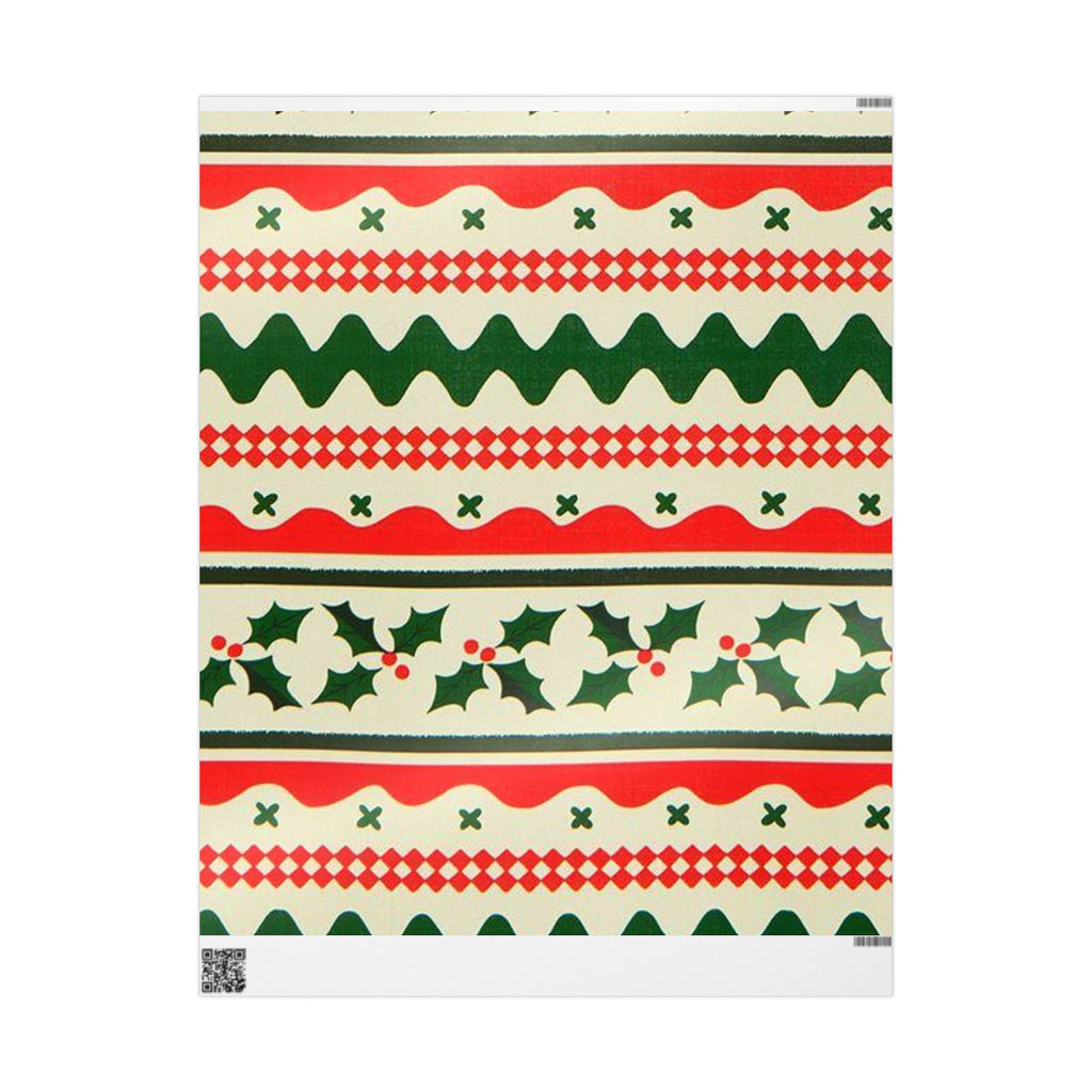 Christmas Pattern Wrapping Paper Roll – Red & Green Holiday Striped Gift Wrap