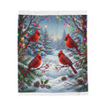 Christmas Cardinal Velveteen Plush Blanket — Festive Winter Birds Throw