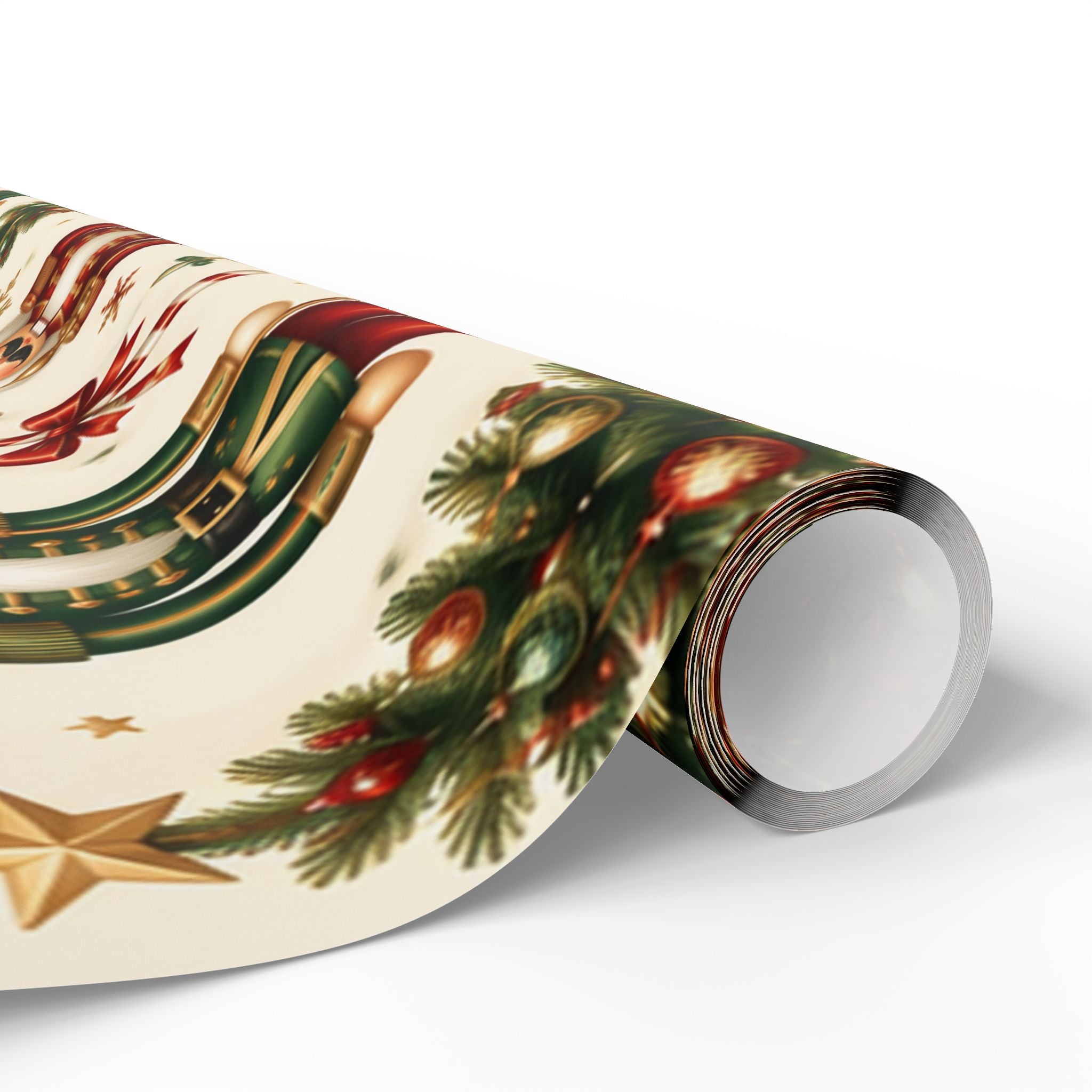 Christmas Tree & Ornament Wrapping Paper Roll — Festive Holiday Gift Wrap