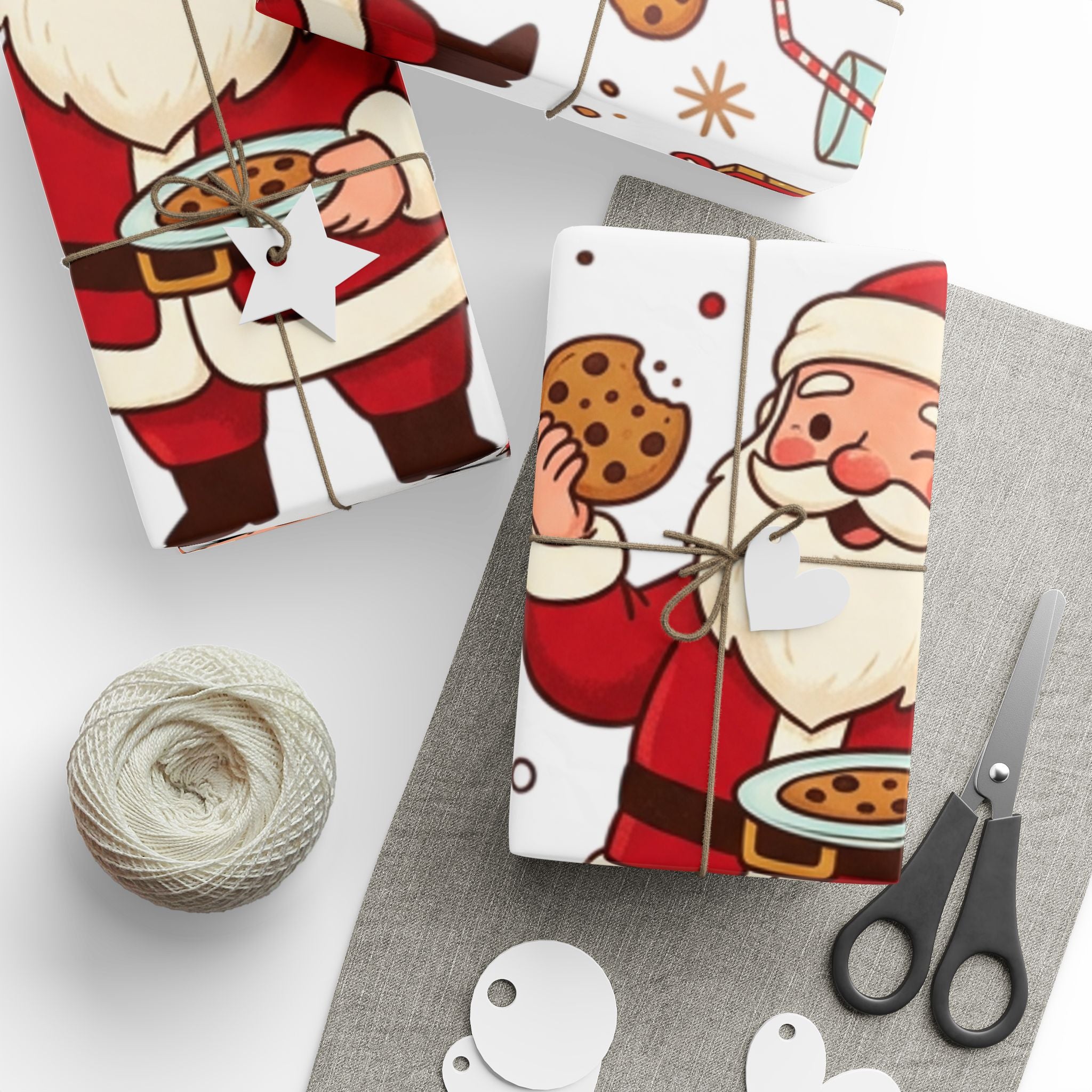 Christmas Santa Cookie Wrapping Paper Roll — Festive Holiday Gift Wrap