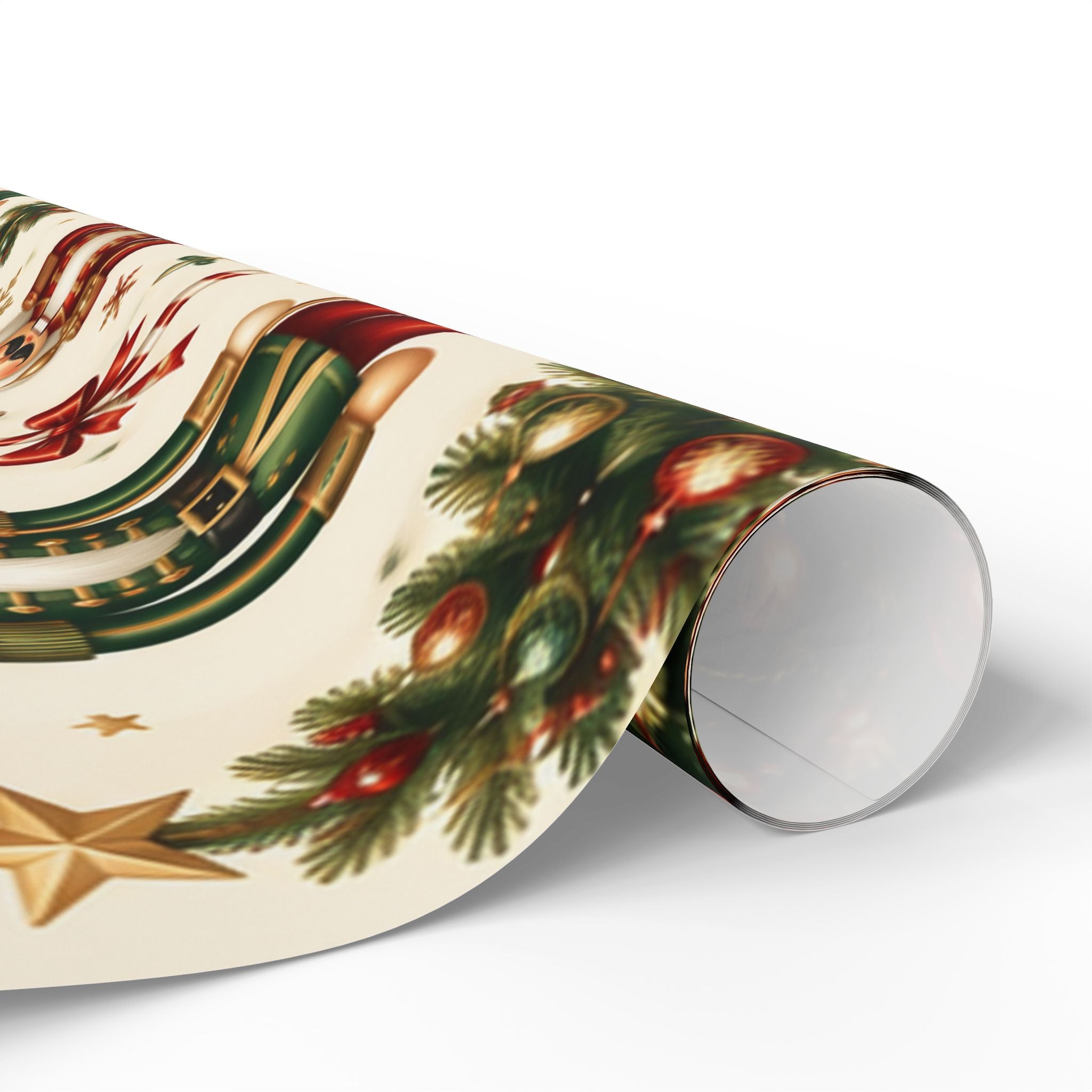 Christmas Tree & Ornament Wrapping Paper Roll — Festive Holiday Gift Wrap