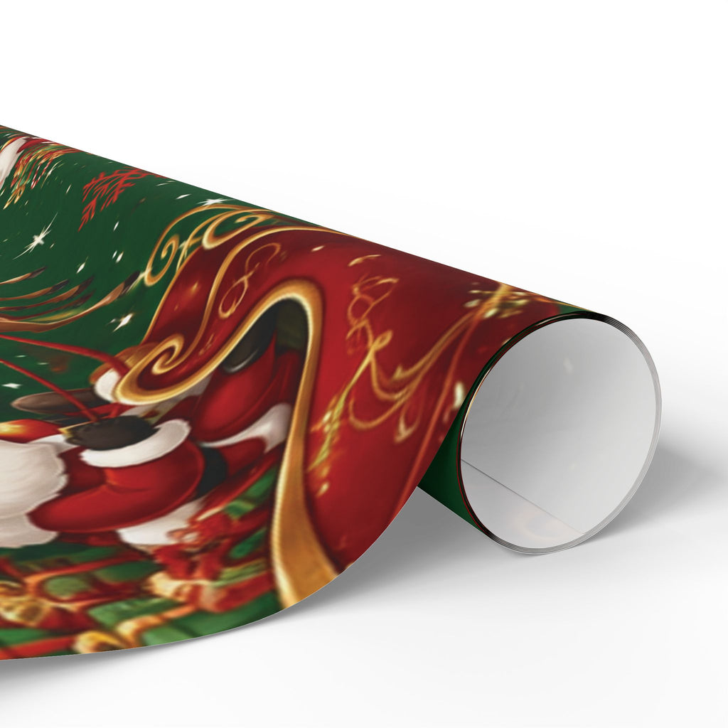 Christmas Santa Sleigh Wrapping Paper - Festive Green Holiday Gift Wrap