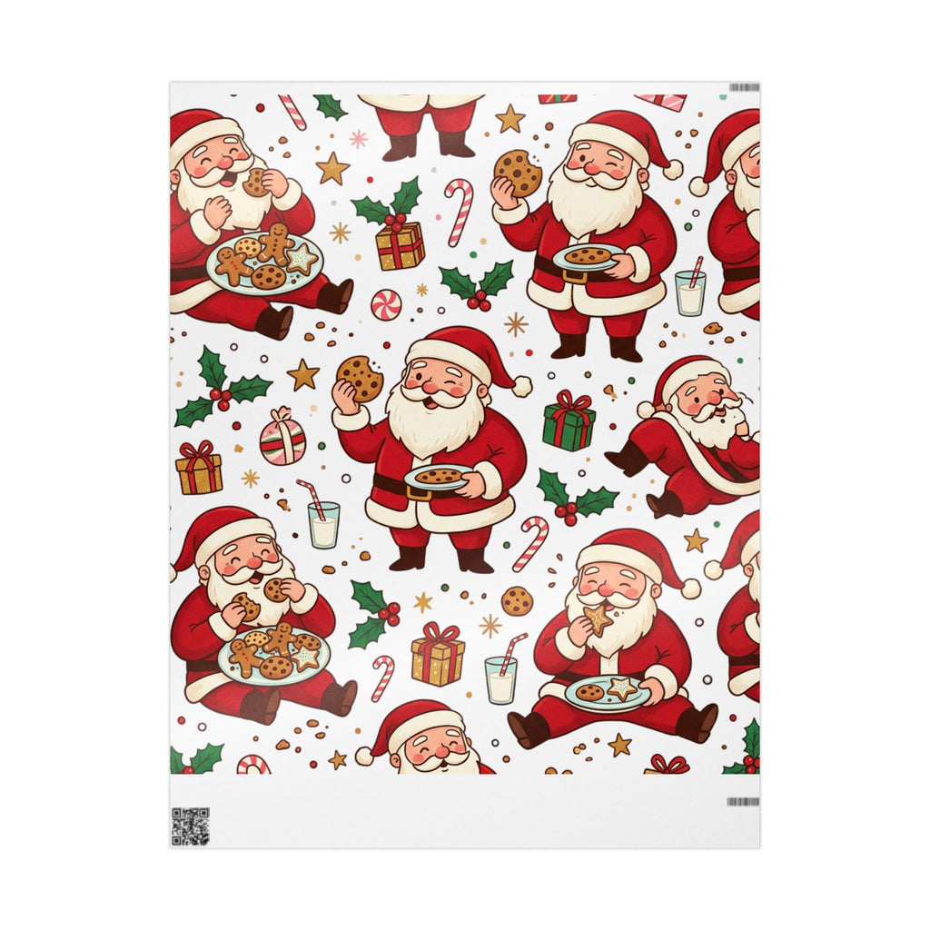 Christmas Santa Cookie Wrapping Paper Roll — Festive Holiday Gift Wrap