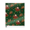 Christmas Santa Sleigh Wrapping Paper - Festive Green Holiday Gift Wrap