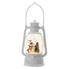 Christmas White Lantern With Snowman And Tree Led Light Water Spinning 6 Hour Timer 3 Aa Batteries