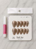 Champagne Glitter Pearl Press-On Nails – Medium