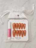 Terracotta Rhinestone Press-On Nails – Medium