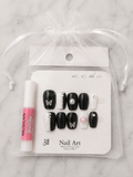Black & White Pearl Butterfly Press-On Nails – Medium