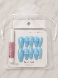 Blue & Green Pearl Press-On Nails – Medium