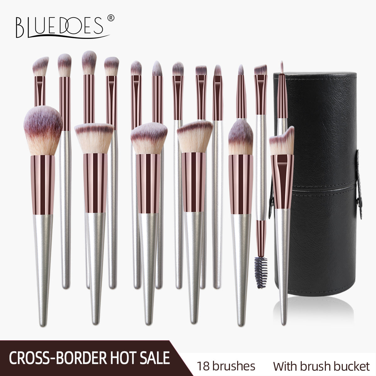 18-Piece Luxury Makeup Brush Collection with Storage Bag