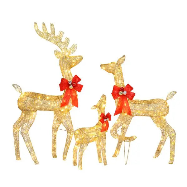 3pcs LED Family Elk Christmas Yard Decortion