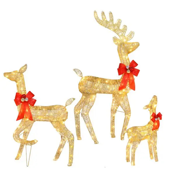 3pcs LED Family Elk Christmas Yard Decortion