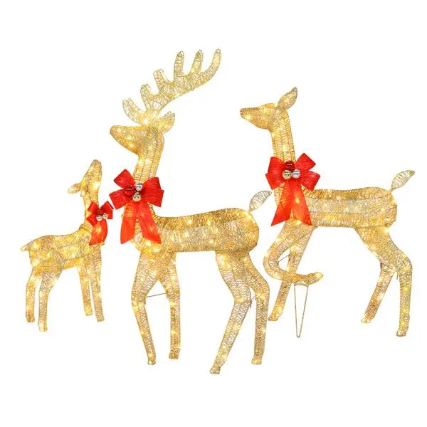 3pcs LED Family Elk Christmas Yard Decortion