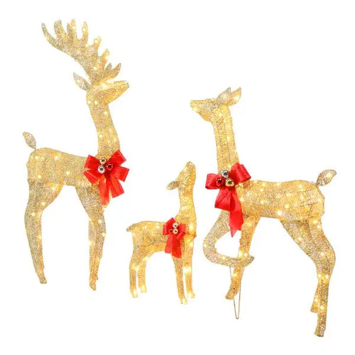 3pcs LED Family Elk Christmas Yard Decortion