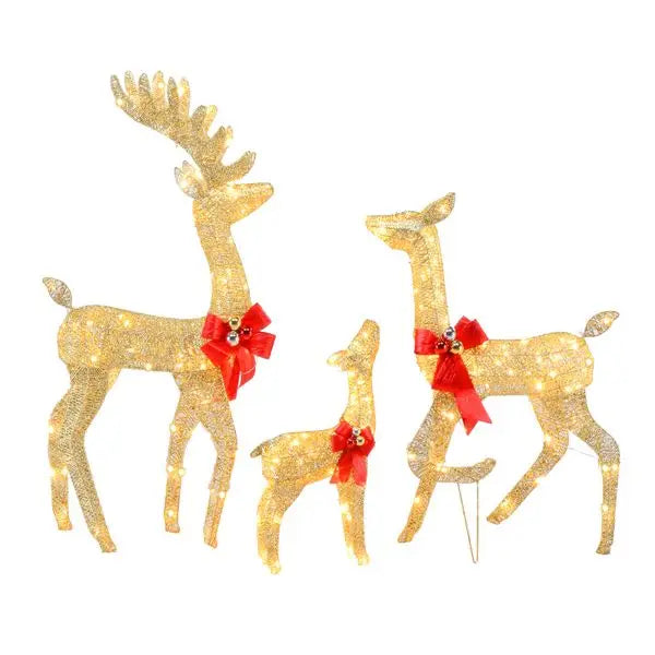 3pcs LED Family Elk Christmas Yard Decortion