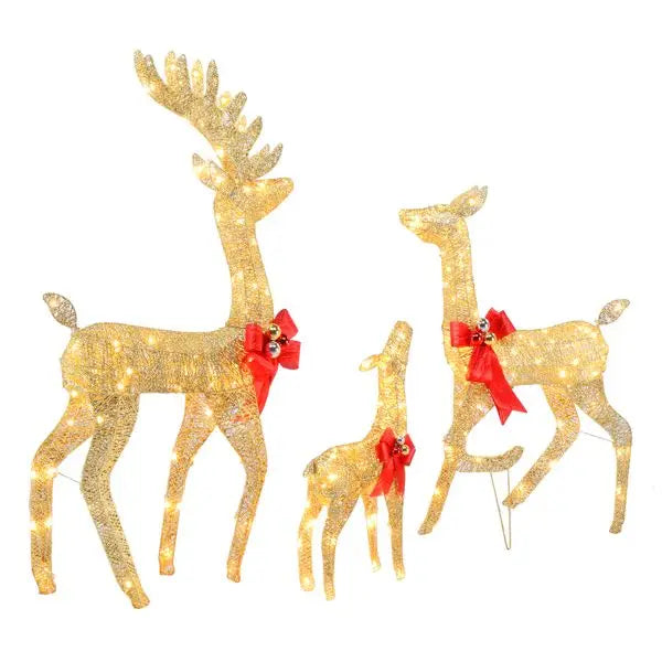 3pcs LED Family Elk Christmas Yard Decortion